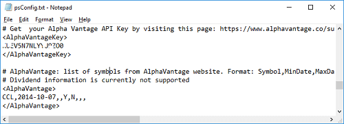 AlphaVantage API key in psConfig.txt