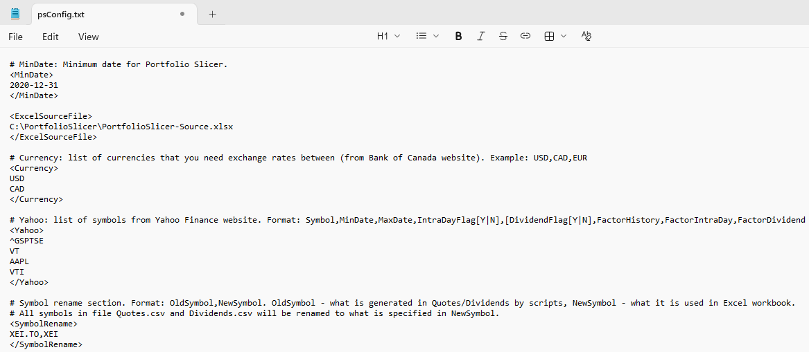 psConfig.txt initial value examples